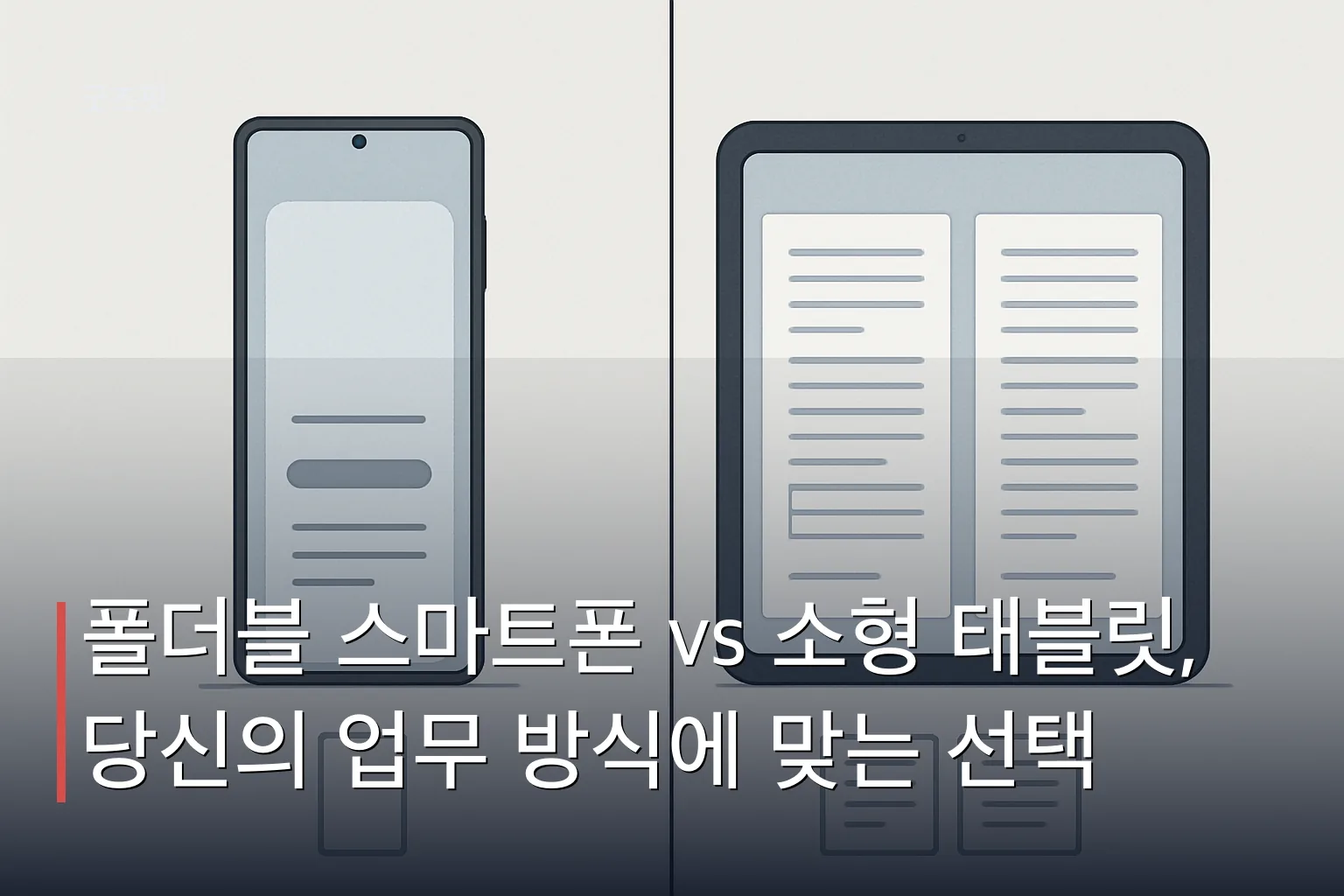 폴더블폰의 세로형 화면과 태블릿의 넓은 화면 비율을 나란히 비교한 그래프로, 두 기기의 서로 다른 화면 구성을 시각화하여 폴더블폰 단점을 보여줍니다.