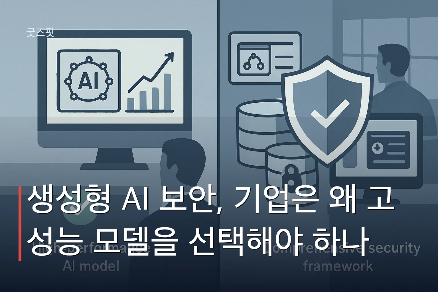 생성형 AI 보안을 위해 고성능 모델 선택만으로는 부족하며, 데이터 파이프라인과 운영 전반을 함께 보호해야 함을 보여주는 비교 그림